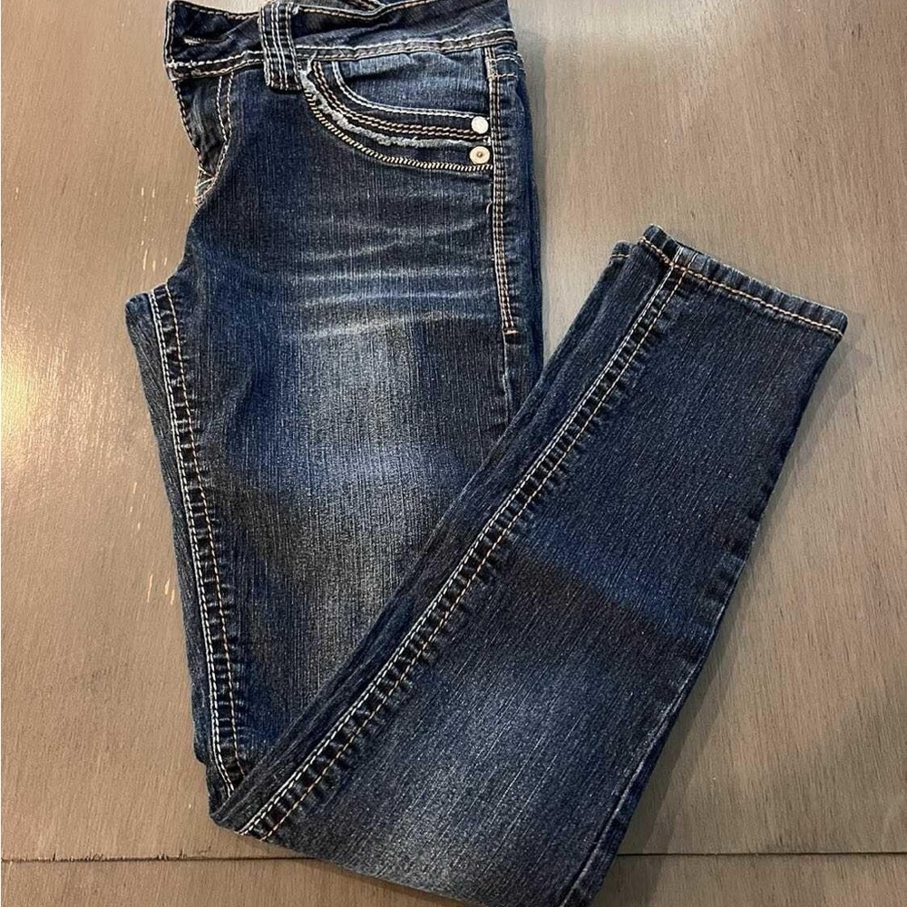 Wallflower Deep Indigo Skinny Jeans with Contrast Stitching